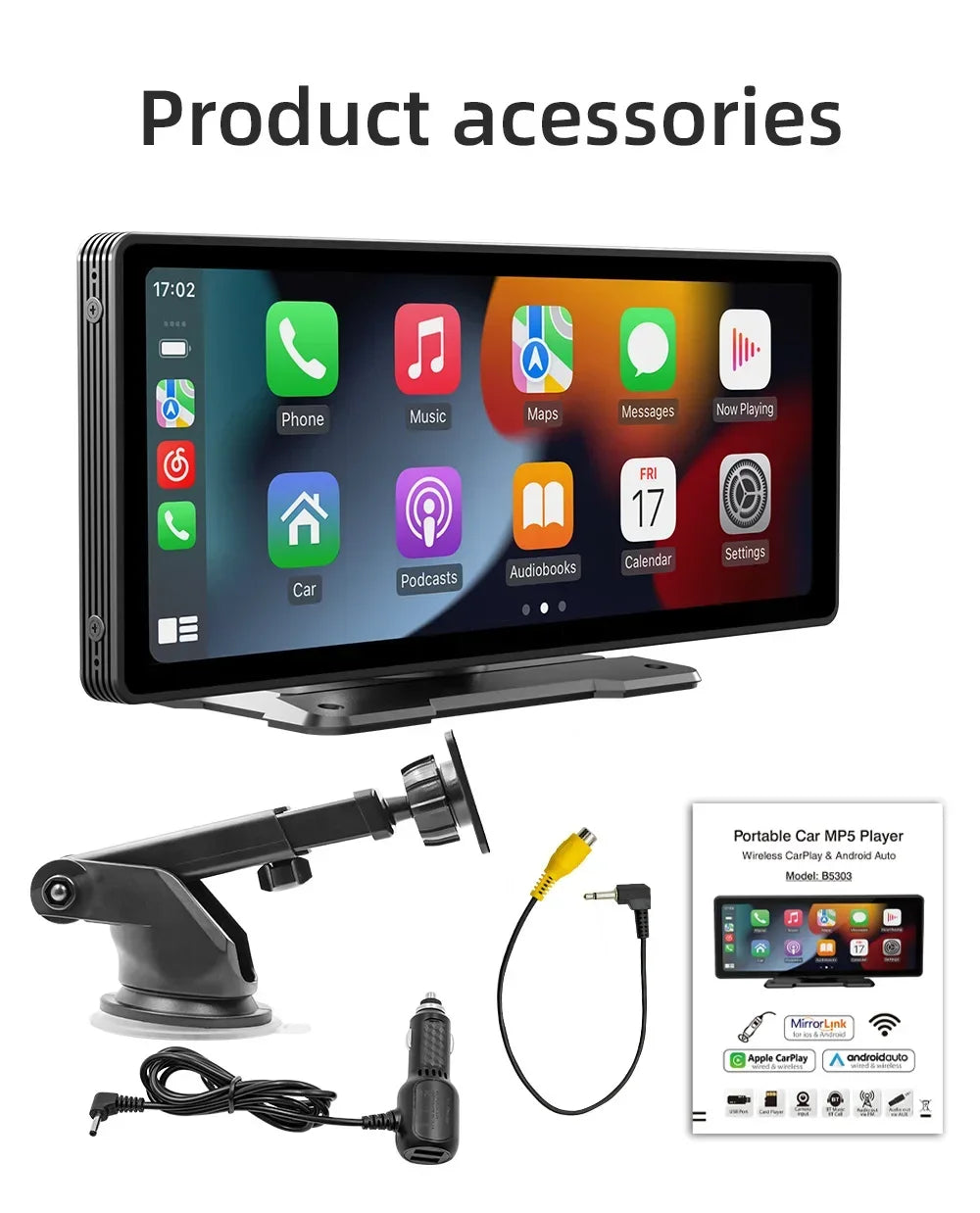 Wireless Carplay/Android Car Monitor