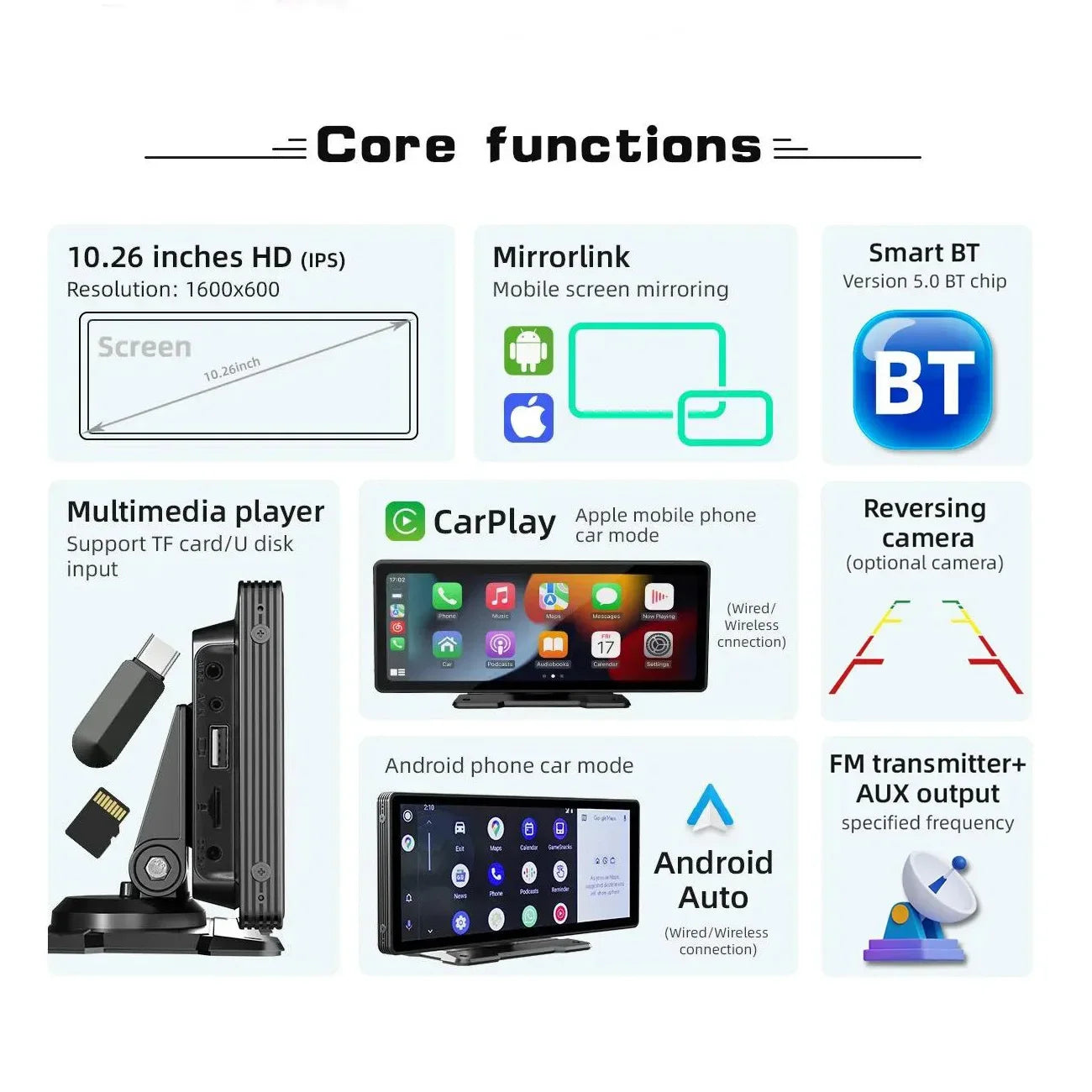 Wireless Carplay/Android Car Monitor